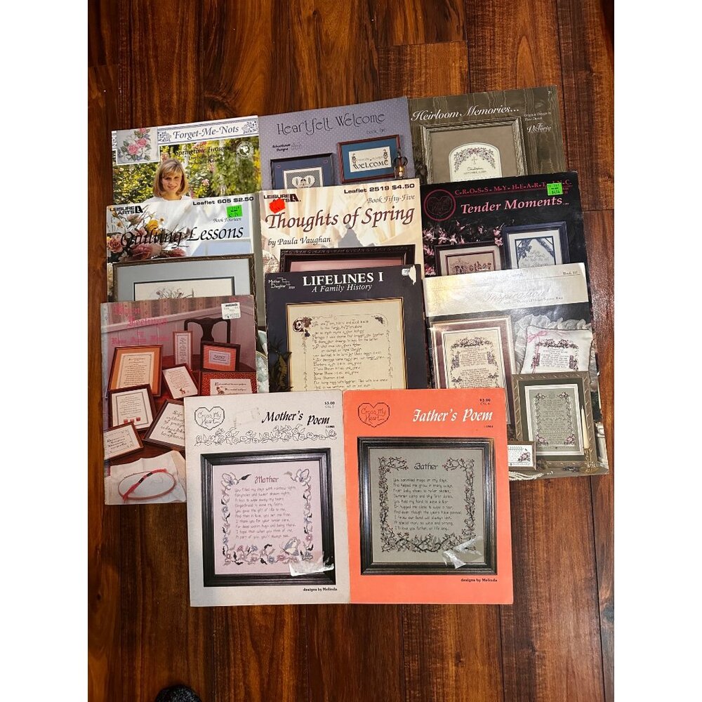 11 Vtg counted cross stitch books all different designs READ FOR SPECIFICS